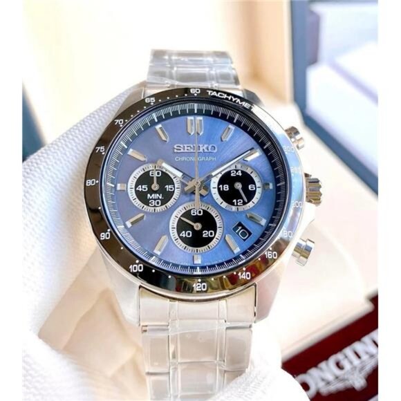 Seiko Spirit Chronograph Blue Dial Stainless Steel Men's Watch - Picture 5 of 8